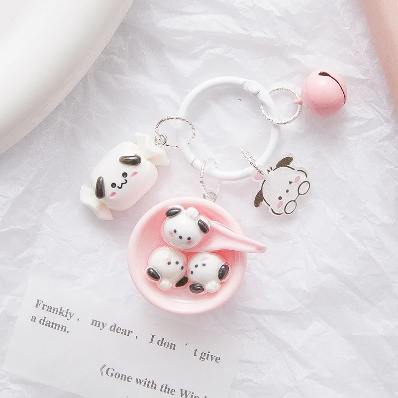 Sanrio Cinnamoroll Pochacco Anime Doll Toys Glutinous Rice Ball Bowl Keychain mobile phone chain cute backpack pendant ornaments