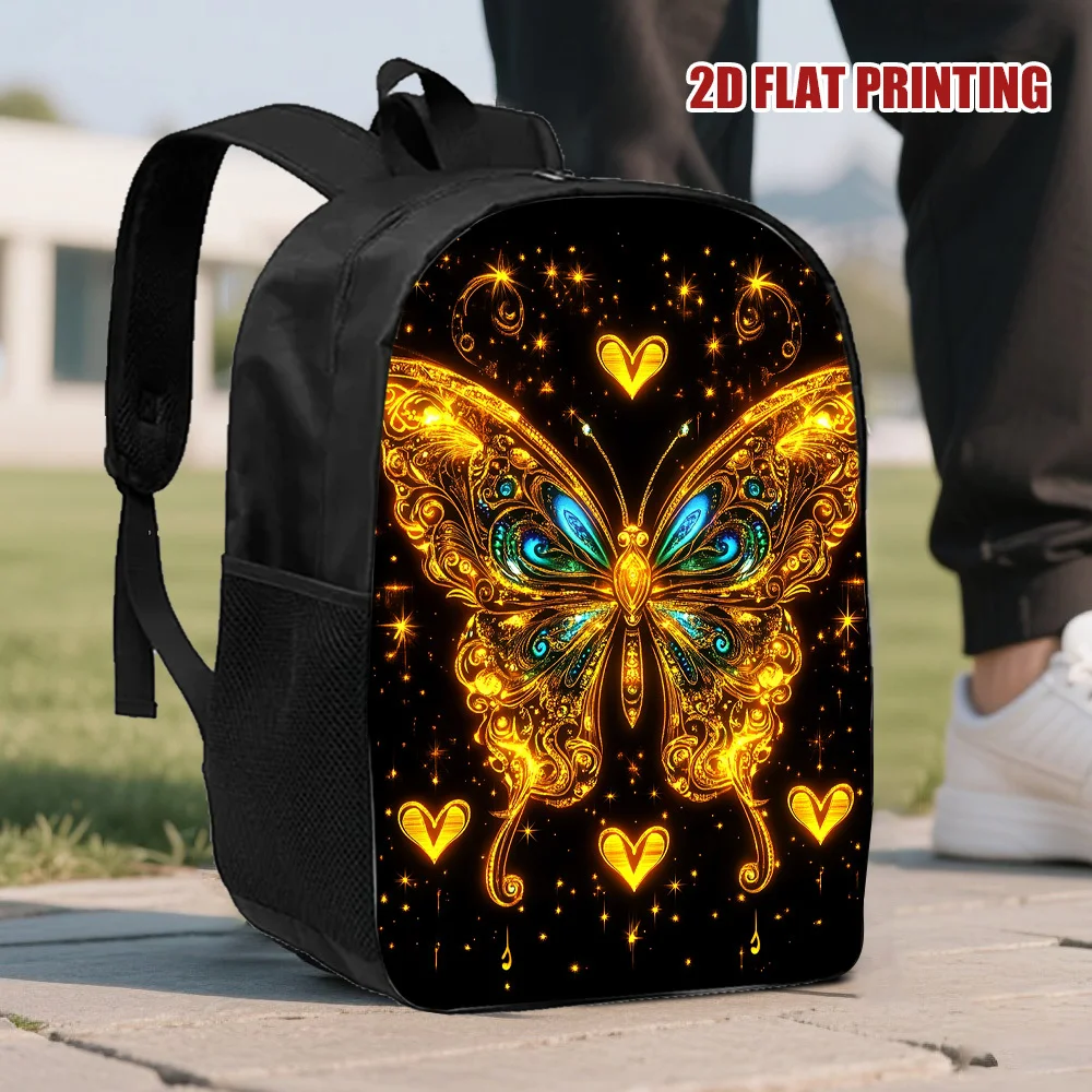 

1-Pack, Butterfly Star Printed Backpack - Lightweight Casual Zipper Design, Suitable for Campus and Office Scenes