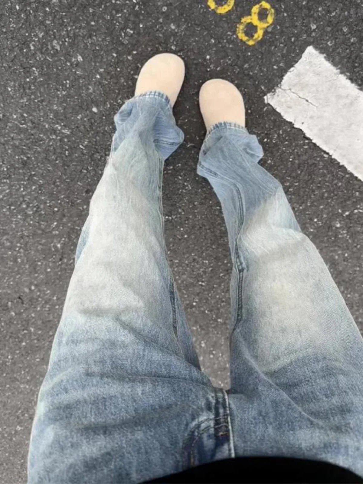 

Cleanfit Men's High Waist Straight Leg Jeans Lightning Pattern High Street Style Long Pants Autumn Winter Casual Fashion