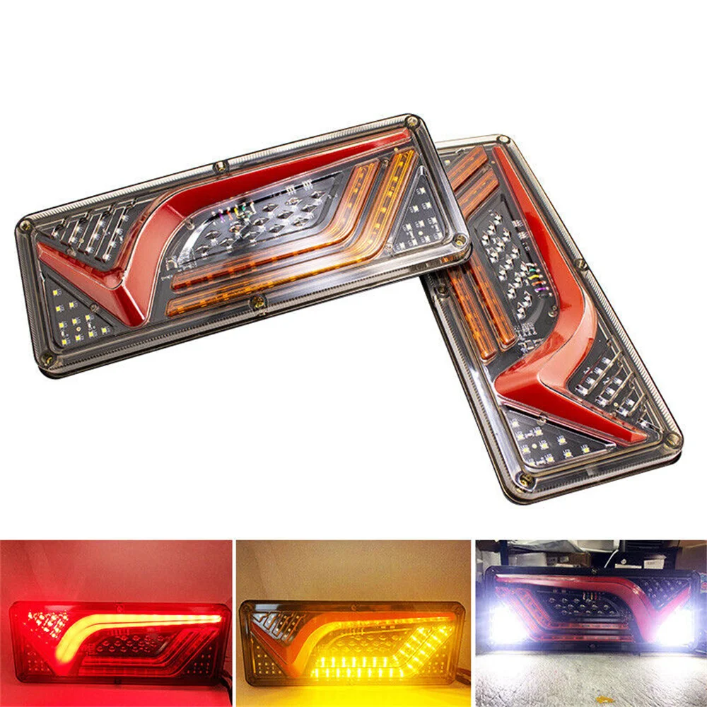 2PCS Led Rear Stop Ligths 12V/24V Truck Tail Light Assembly Waterproof For Trailers Caravans Campers Buses Taillights