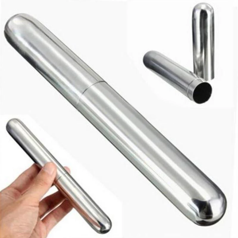 17cm Stainless Steel Cigar Tube Case Cigarettes Holder Container Portable Cigar Storage Tube