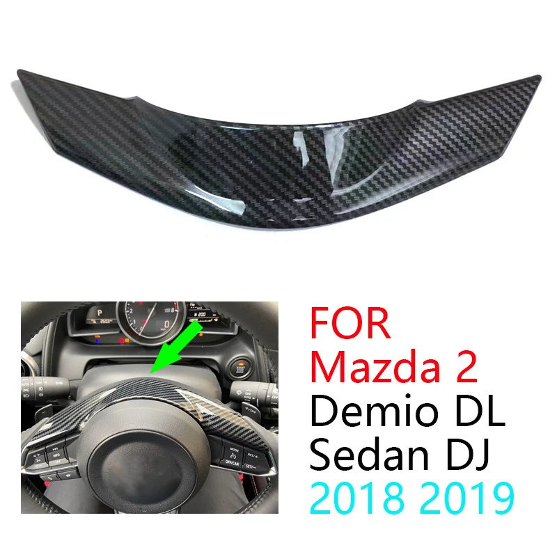 Carbon Fiber Steering Wheel Cover Trim for 2 Demio DL Sedan DJ Hatchback 2018 2019