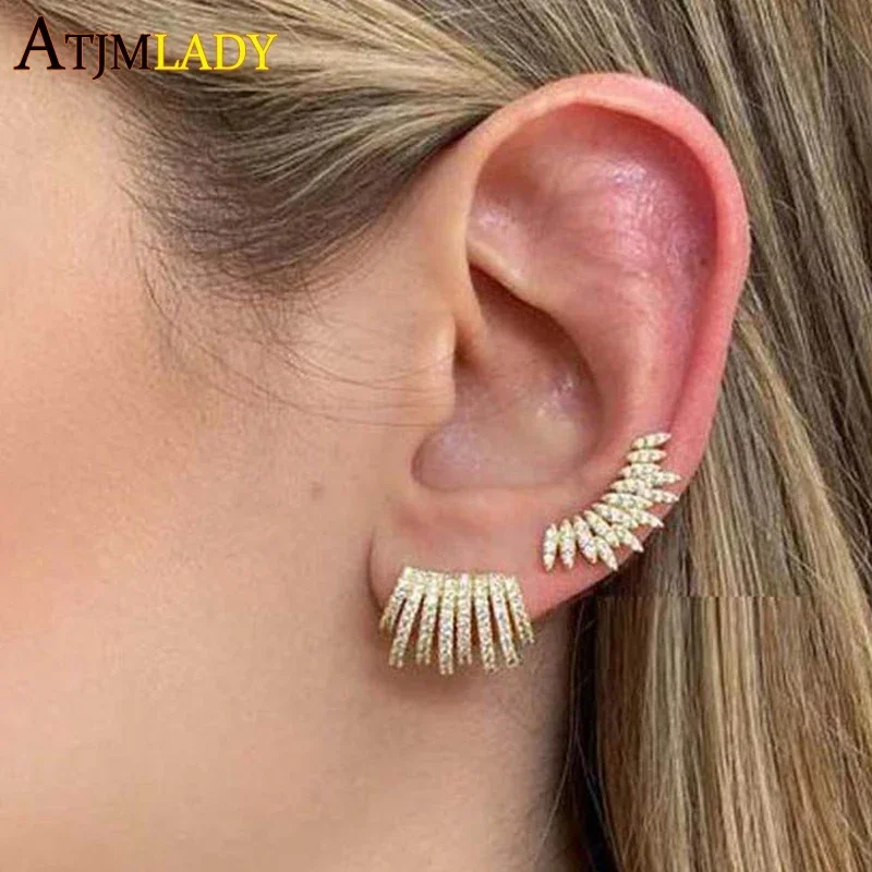 

2025 New High Quality Micro Pave Bling Cz Cluster Earring Sparking Gorgeous Women Wedding Engagement Gift Jewelry