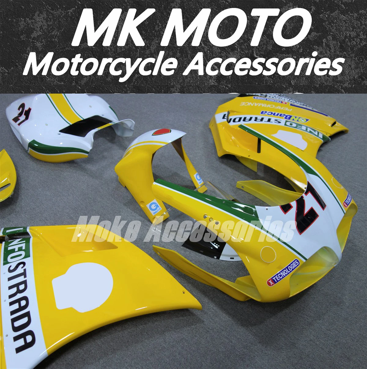 

Motorcycle Fairings Kit Fit For 748 916 996 998 Bodywork Set Abs High Quality ABS Injection New White Yellow