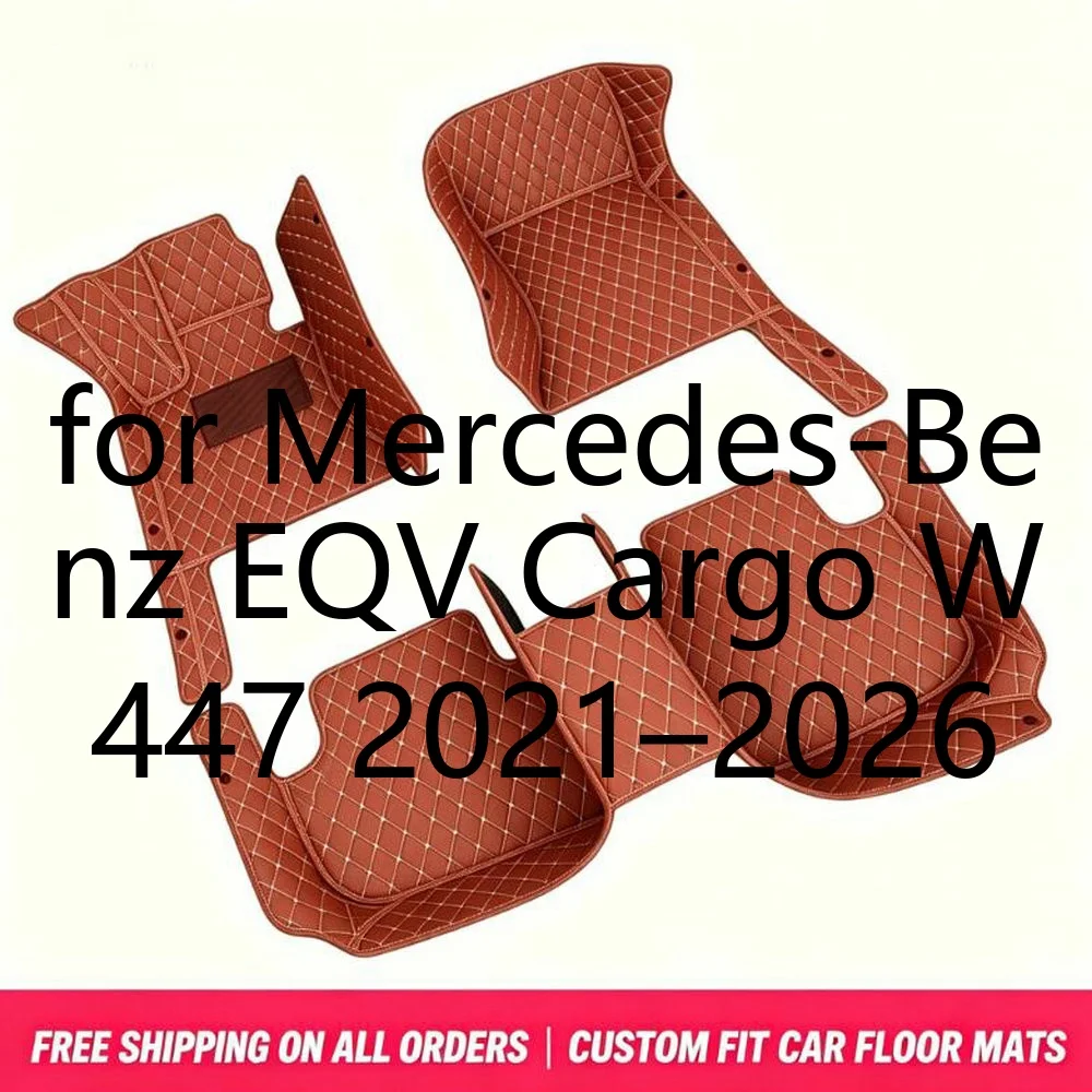 Maßgeschneiderte Autofußmatten für Mercedes-Benz EQV Cargo W447 2021–2026 2-Sitzer, wasserdicht, rutschfest, schmutzabweisend, langlebige Lederteppiche, leicht zu reinigen, vollständige Abdeckung,
