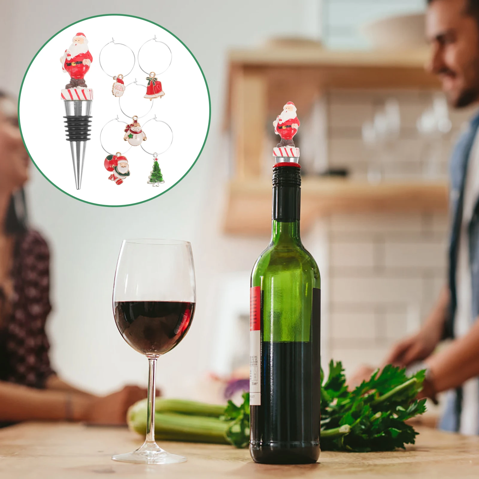 

1Set Wine Stopper Reusable Metal Resin Airtight Sealing Plug Wine Bottle Saver Party Bottle Stopper Decorative Plug