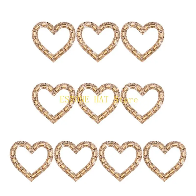 49MF Artistic Rhinestones Heart Applique Beaded Crafts for Jeans Hat Scarf Curtain
