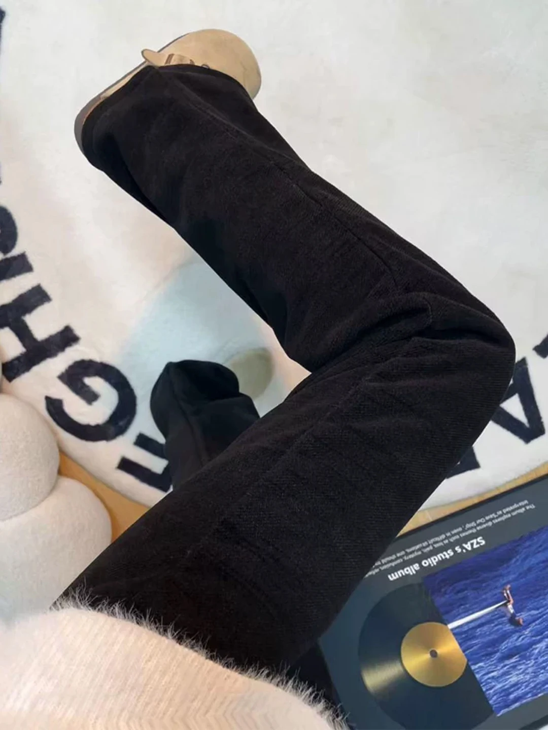 Men's Thiened Lamb Velvet Pants Winter Fce Lined Heavyweight Sweatpants Warmth Comfortable Cotton Trousers Straight Leg
