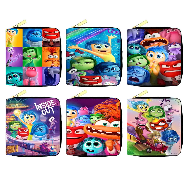 Cartera de dibujos animados de Disney Inside Out 2, lindas figuras de Anime, Joy Anxiety Envy, monedero, bolsas para pasaporte para estudiantes, regalos de vacaciones para niños