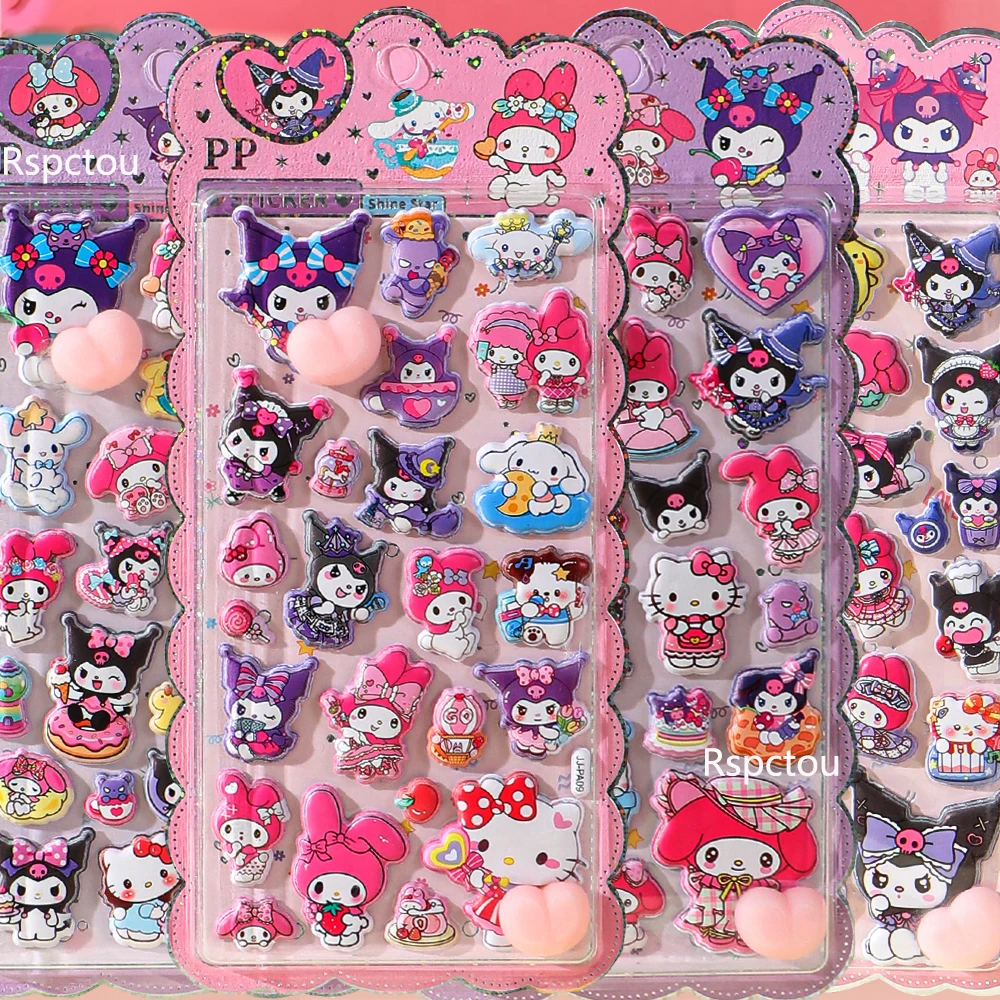 Kawaii 3D Cinnamoroll My Melody Kuromi Butt Stickers Sanrio 3D Relief Sticker Speelgoed Leuke Stress Puffy Squishy Decal Gift