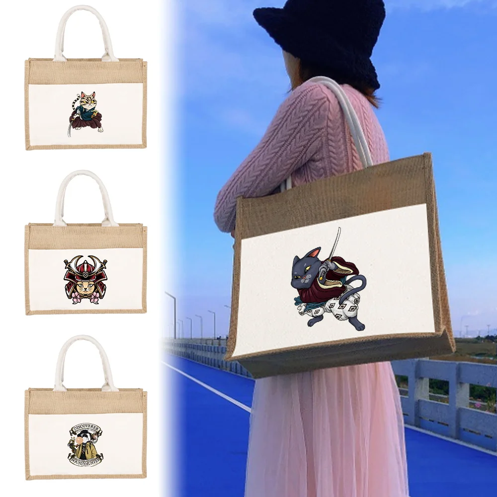 

Jute Bag Handbag Linen Shoulder Bag Sacks Sacks Linen Bags Women Shopping Bags Tote Laminated Bags Japanese Samurai Style 2023
