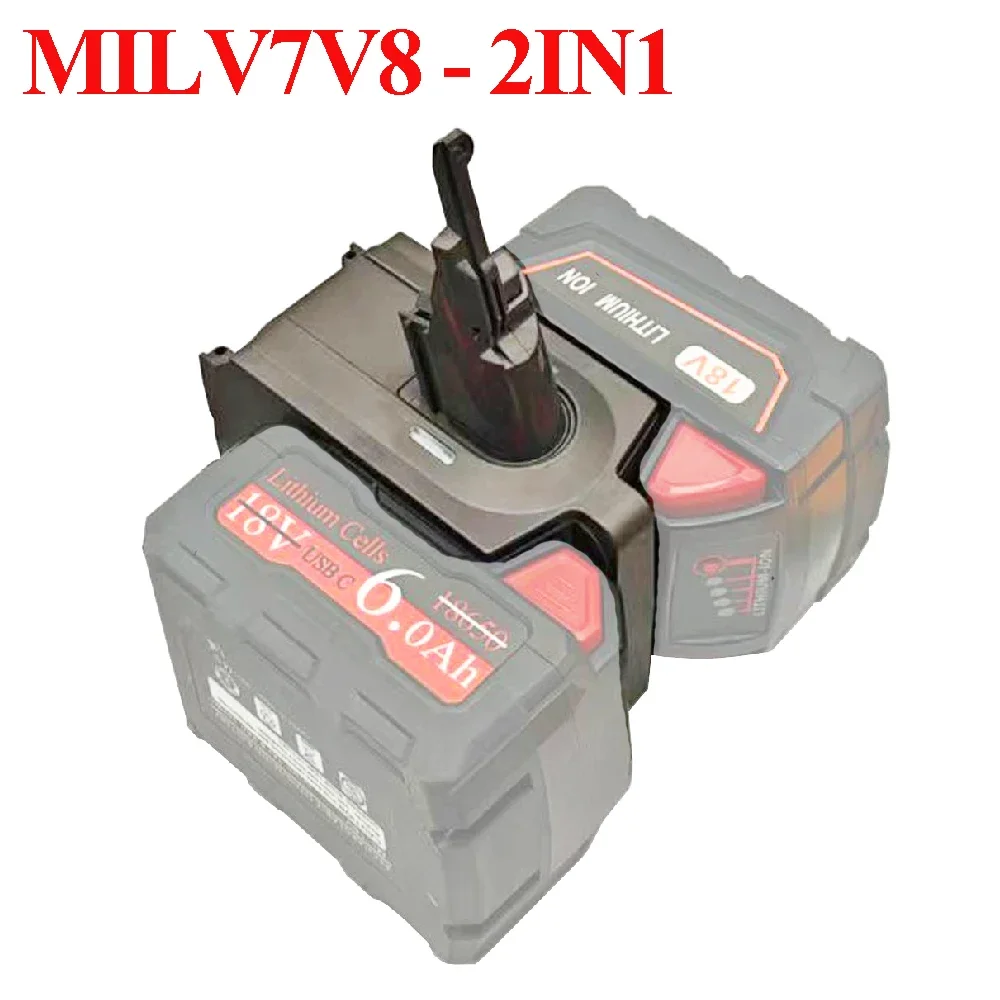 For Dyson V7 V8 Vacuum Cleaners 2-in-1 Dual Battery Adapter For DeWalt For Milwaukee.For Makita For M18 18V Lithium Batteries - view 6
