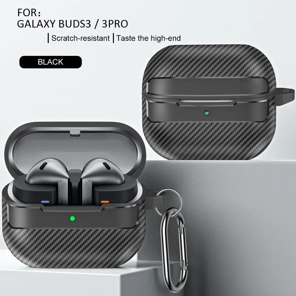 For Samsung Galaxy Buds3/3pro Carbon Fiber Bluetooth Earphone Cover New Transparent Soft Rubber Anti Drop Case