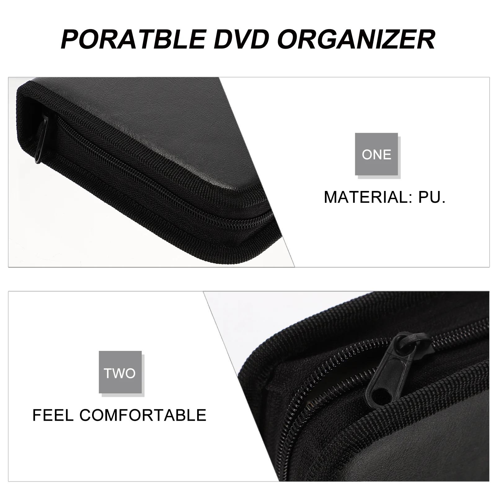 

2pcs Cd Cases Car Cd Bags Large Capacity Anti-Slip Dvd Wallets Pu Material Portable Organizer For Dvds Gift