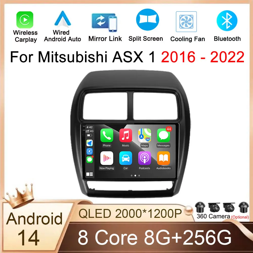 Android 14 Car Radio for Mitsubishi ASX 1 2016 2017 2018 2019 2020-2022 Multimedia Video Player GPS Navigatio Carplay Stereo 4G