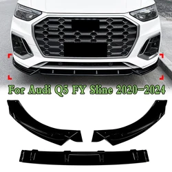 Car Front Bumper Lip Splitter Diffuser Lip Body Kit For Audi Q5 FY Sline 2020-2024 Auto Spoiler Bumper Accessories