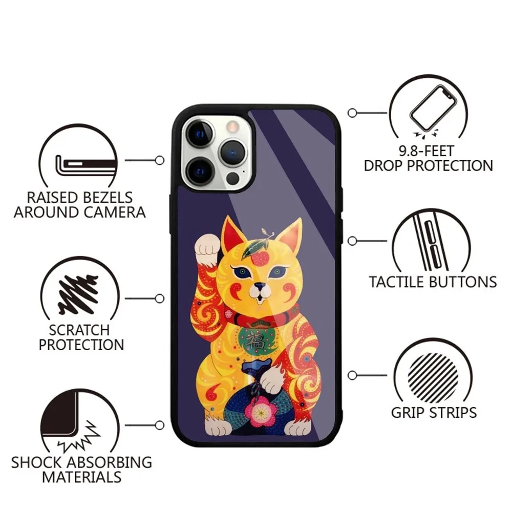 Maneki Neko Lucky Cat Phone Case Strong Magnetic For IPhone 15 14 13 Pro Max 11 12 Mini For Magsafe Wireless Charging