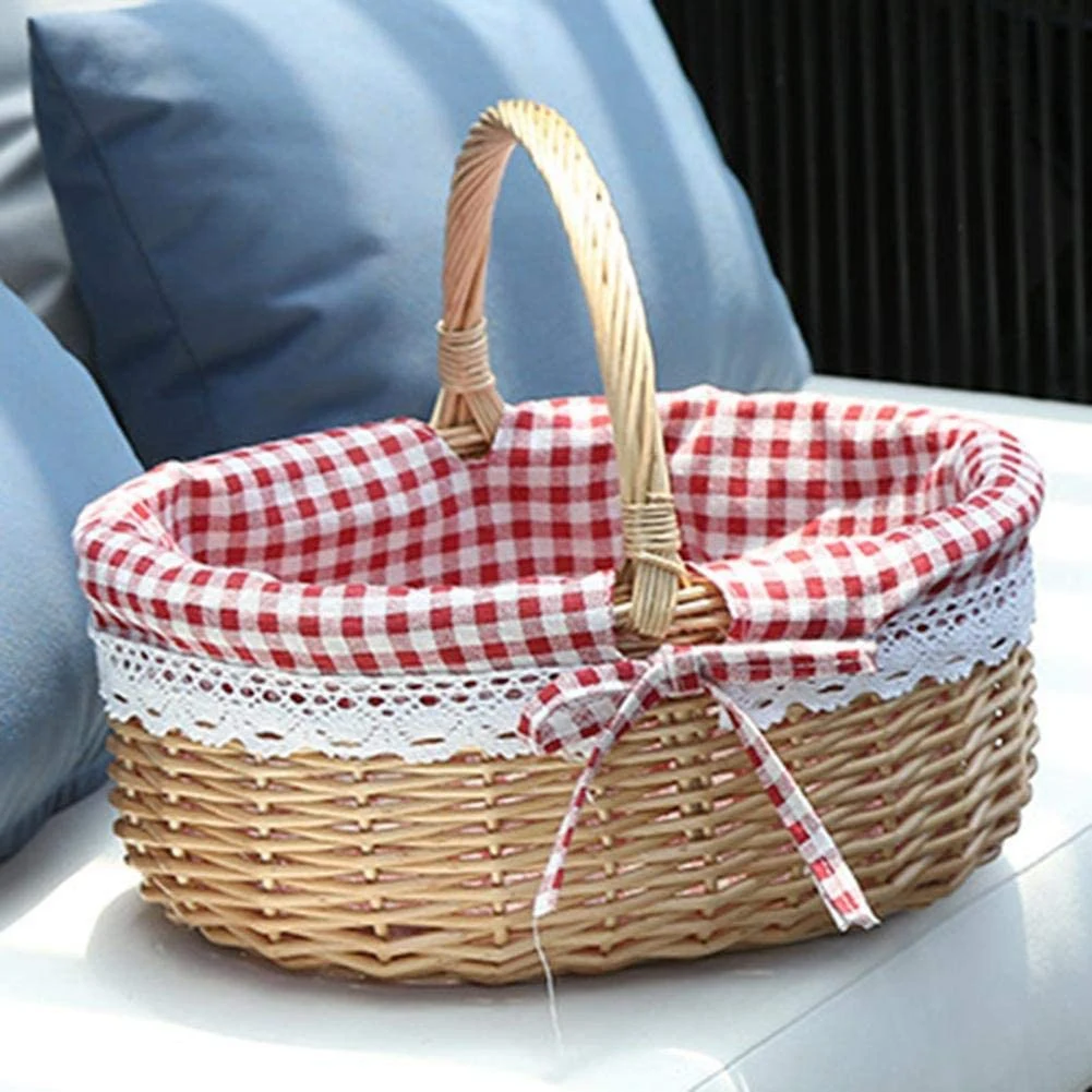 Wicker Basket Gift Baskets Empty Oval Willow Woven Picnic Basket with Handle Wedding Basket Small