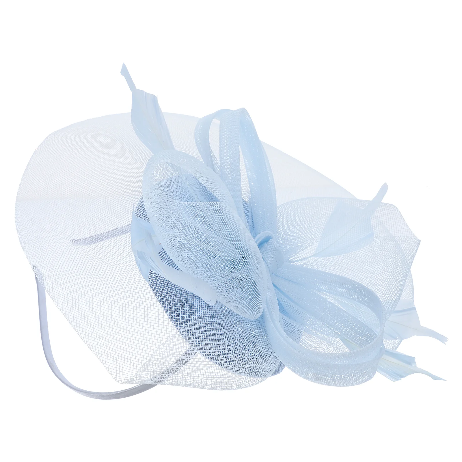 Bridal Feather Mesh Hair Accessories Hat and Linen Headdress (light Blue) Women Wedding Fascinator Banquet Veil Tea Party for