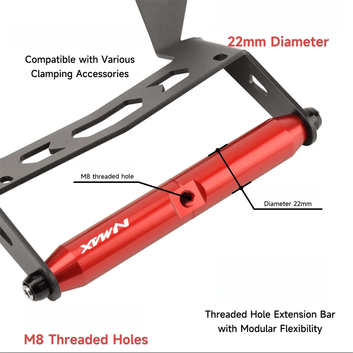 Chekis Is Suitable for 2025 2026 Yamaha Nmax125/155 V3 Turbo Motorcycle Modification Parts, Windshield Navigation Crossbar, Windshield Navigation Bracket, Mobile Phone Extension Crossbar, Extension Rod
