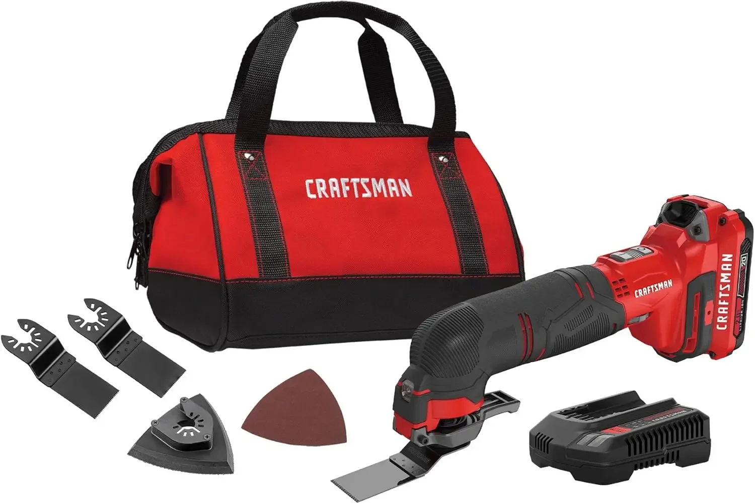 V20 Cordless Multi-Tool, Oscillating Tool Kit, 16 Piece Kit with Blades, Sand Paper, Battery and Charger Included (CMC