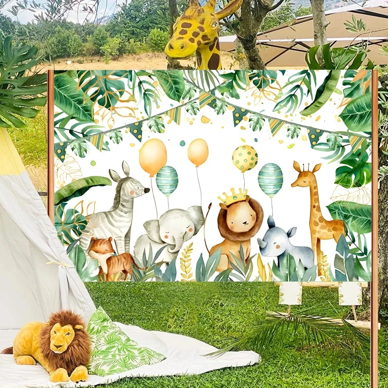 Jungle Safari Animal Background Banner Birthday Party Decoration Boy Kids Baby Shower Wild One Woodland Party Backdrop Custom