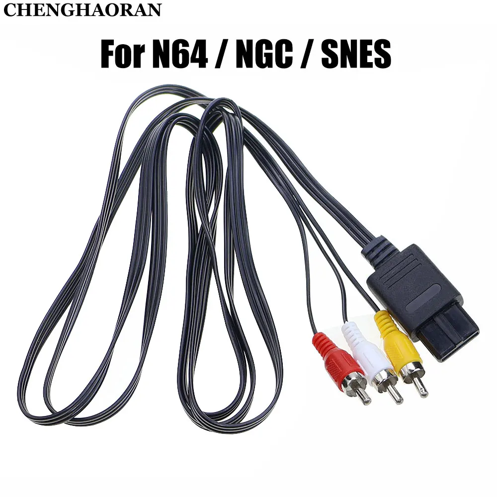 

1Pc 1.8m Audio Video AV Cable For N64 /NGC /SNES Game Console 3 RCA Video HD TV Cord Cable Accessories