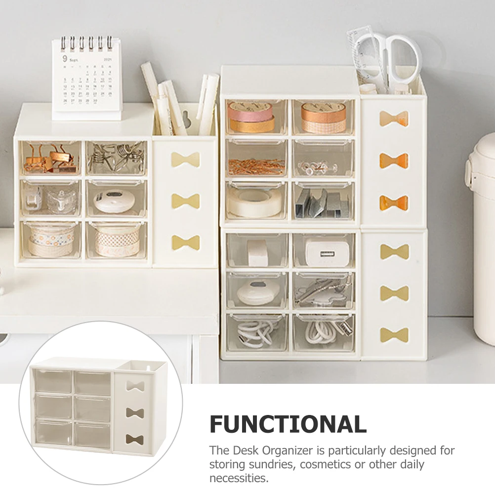 

Drawer Style Stationery Rack Desktop Organizer Makeup Storage Box Smooth Polishing Practical Countertop Holder for Office