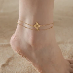 Cazador Wicca Celtics Witch Knot Anklets for Women Stainless Steel Leg Ankle Bracelet Witchcraft Jewelry Summer Accessories 2024