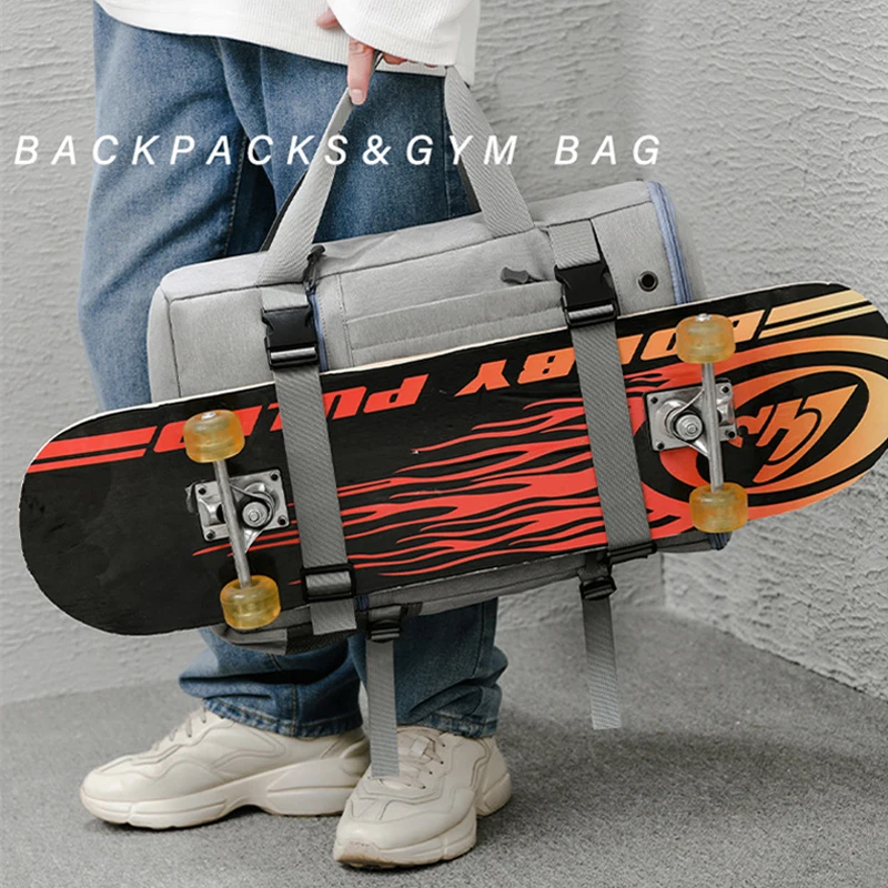 야외 스포츠 배낭 남자 다기능 피트니스 핸드백 사이클링 체육관 가방 스케이트 보드 호환 여행 배낭 노트북 Bookbag