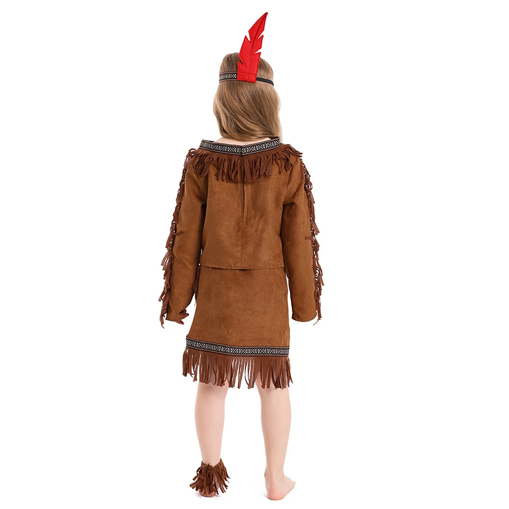 Disguise Indigenous Cosplay Child Girl Clothing Stage Performance Fantasia Costume Kids Roleplay Role Play Fancy Party Cloth