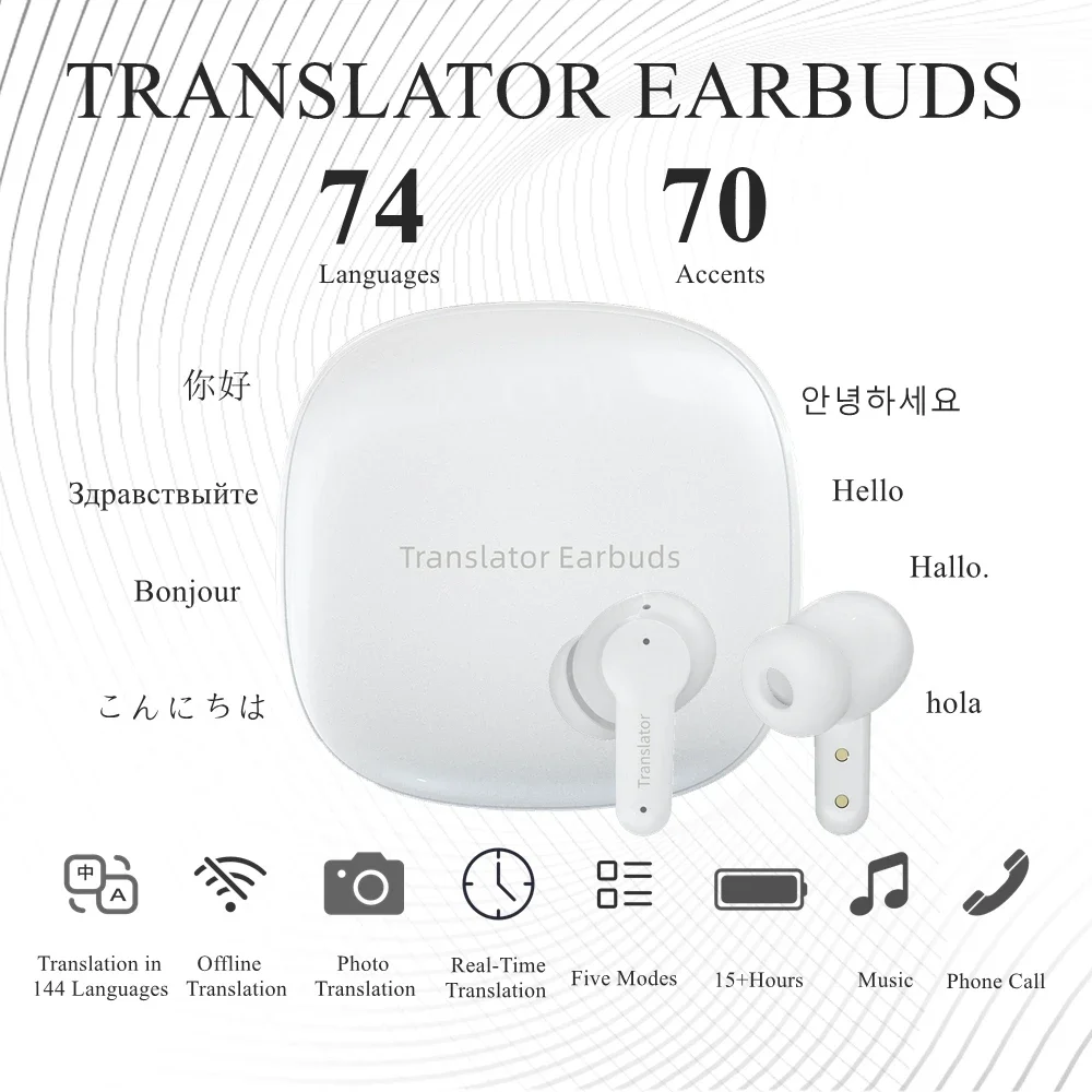 

Voice Translator Earbuds M3 Supports 144 Languages Translation Wireless Bluetooth Headset Instant Two Way Online Offline