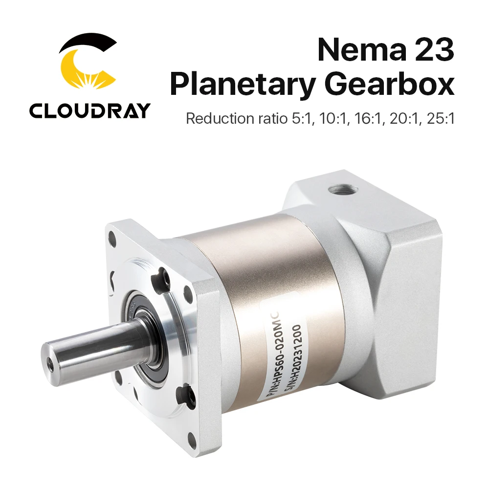 

Cloudray Nema23 Planetary Gearbox HPS60 Round Motor Reducer for 60 Servo Motor With Ratio 5:1 10:1 16:1 20:1 25:1 14mm Input