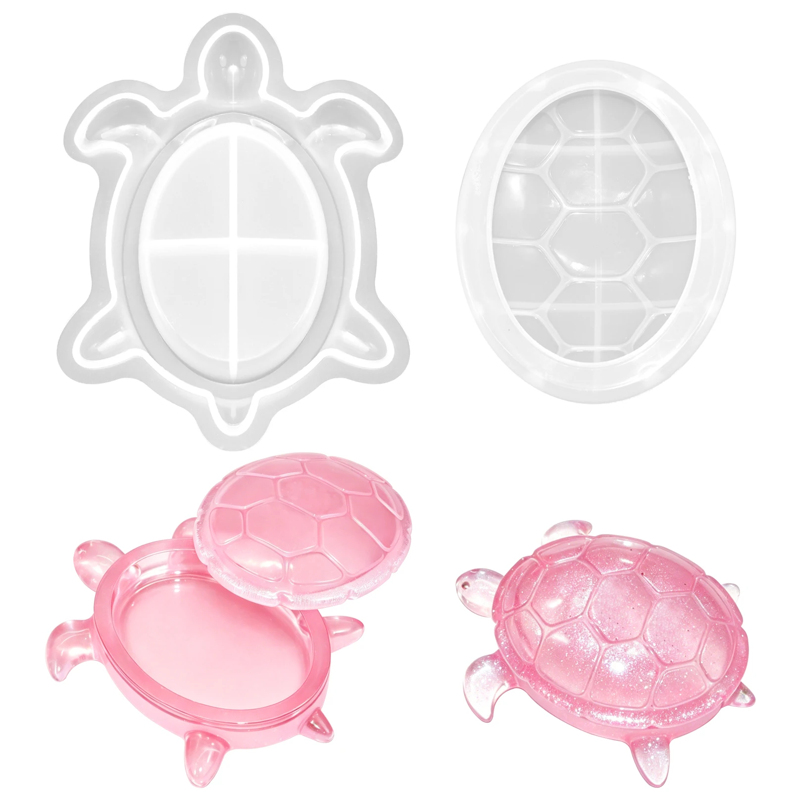 Molde de resina para caja de almacenamiento con forma de tortuga, moldes de silicona para caja de joyería con tapa, molde de resina epoxi 3D para fundición de tortuga