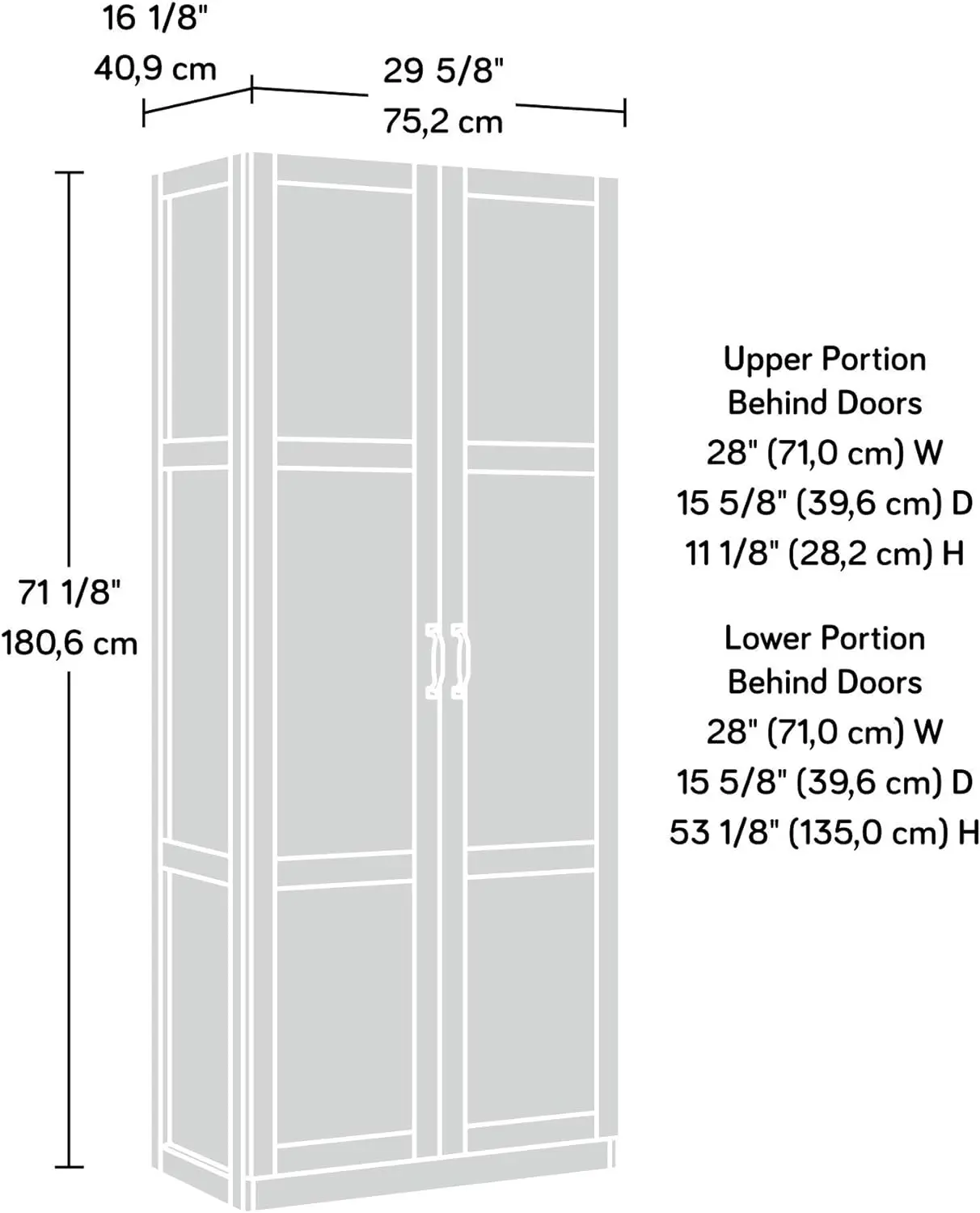 Sauder Select Storage Pantry cabinets, L: 29.69