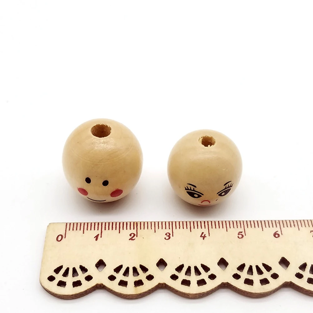 

40 Pcs Smiling Head Wooden Beads DIY Jewelry Accessories Loose Painted Smile Face Bamboo Men and Women