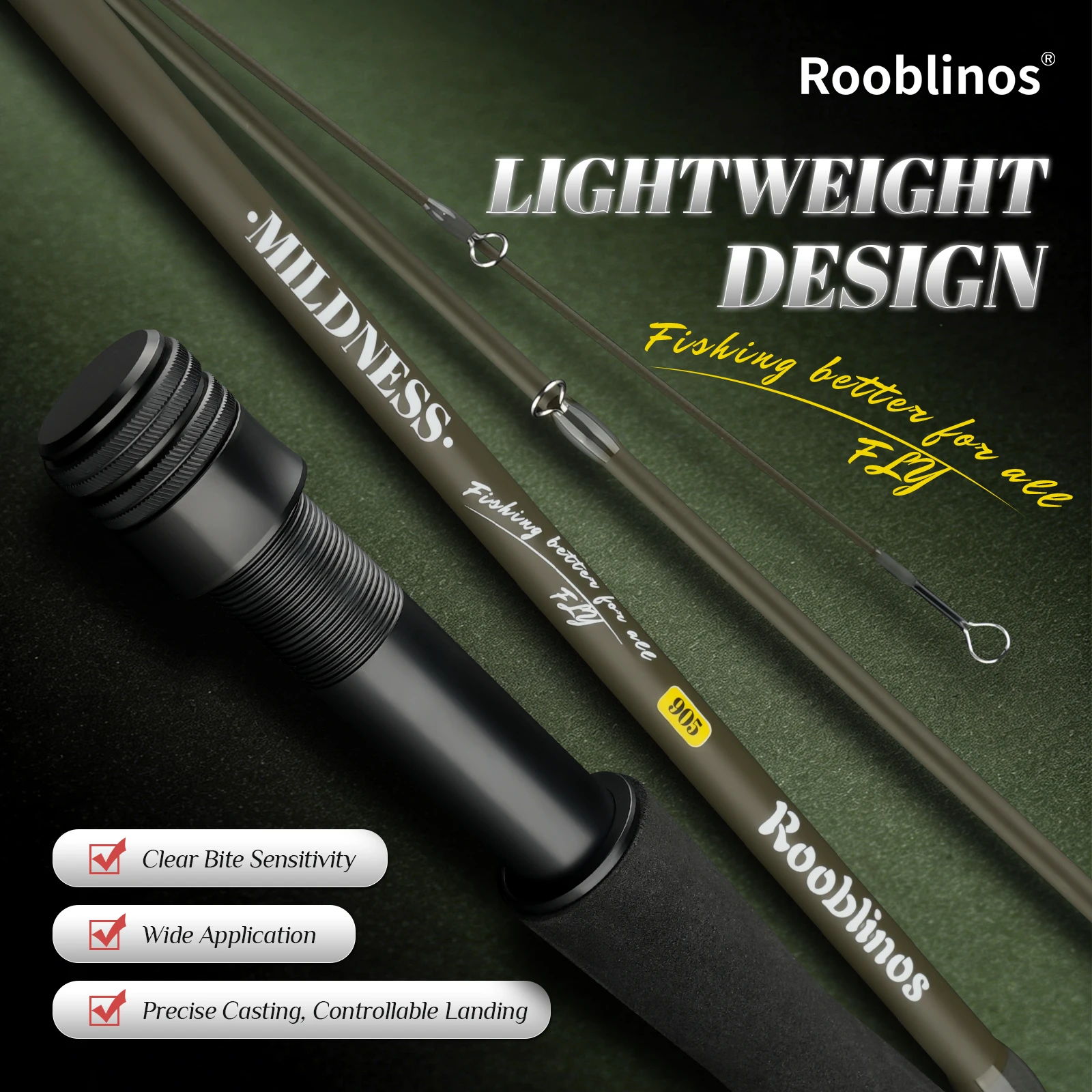 

Удочка для нахлыстовой рыбалки Rooblinos MILDNESS High Carbon: легкая, с плавным забросом, рукоятка из EVA, ультрагладкий заброс, снасти для нахлыстовой рыбалки