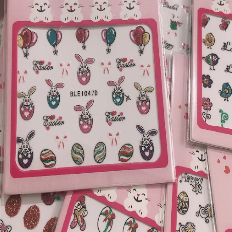 Cute Animal Nail Stickers for Kids Funny Decals Safe Non-toxic Waterproof Self-adhesive Glitter Nail Art Sticker