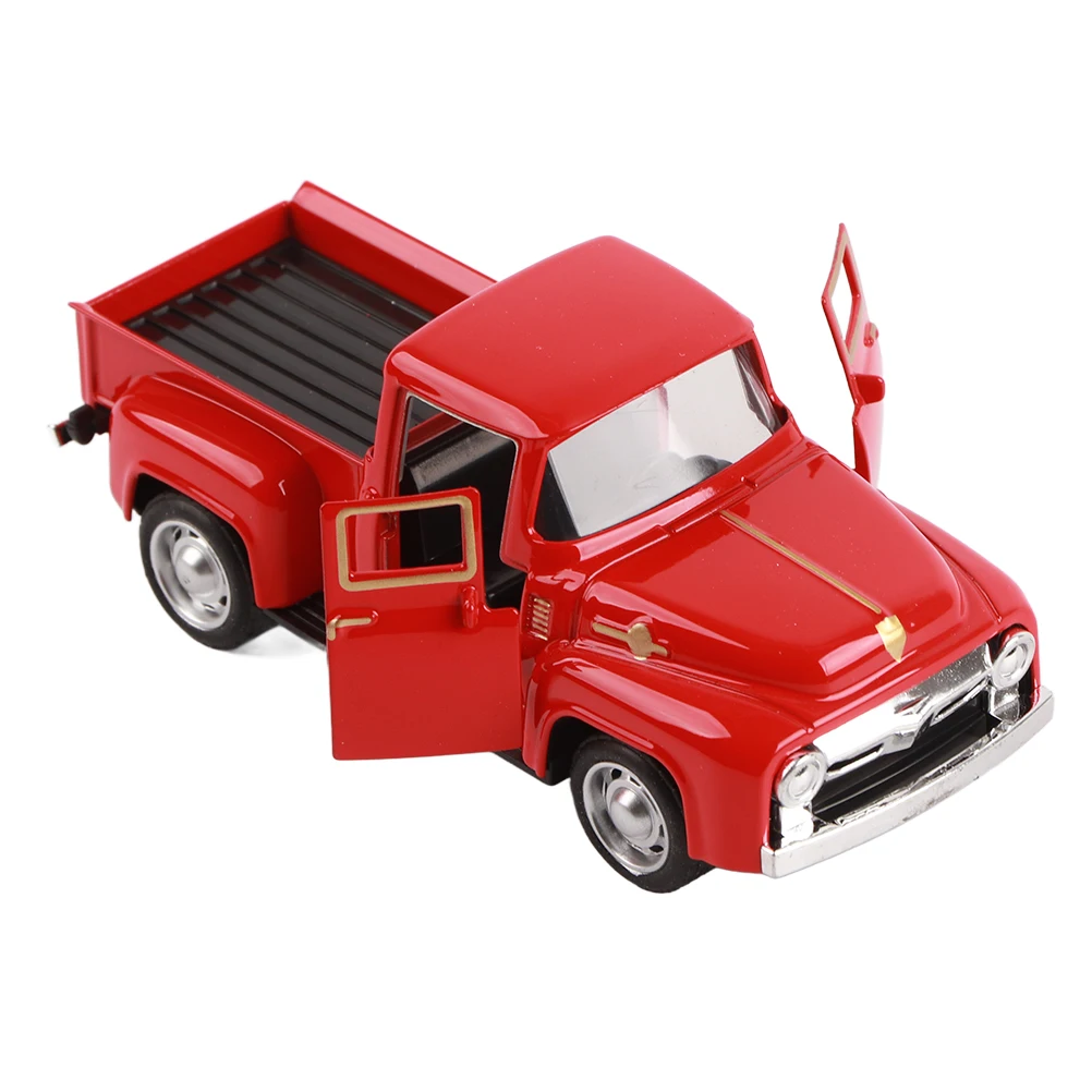 ZK20 Christmas Red Truck Vintage Metal Car Cool Durable Metal Holiday Truck Table Top Ornament Decoration