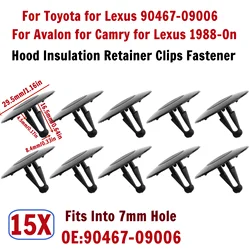 15Pcs Bonnet Hood Insulation Retainer Clips Fastener Rivet 90467-09006 For Toyota For Lexus Clip Fastener Rivet for Camry Nylon