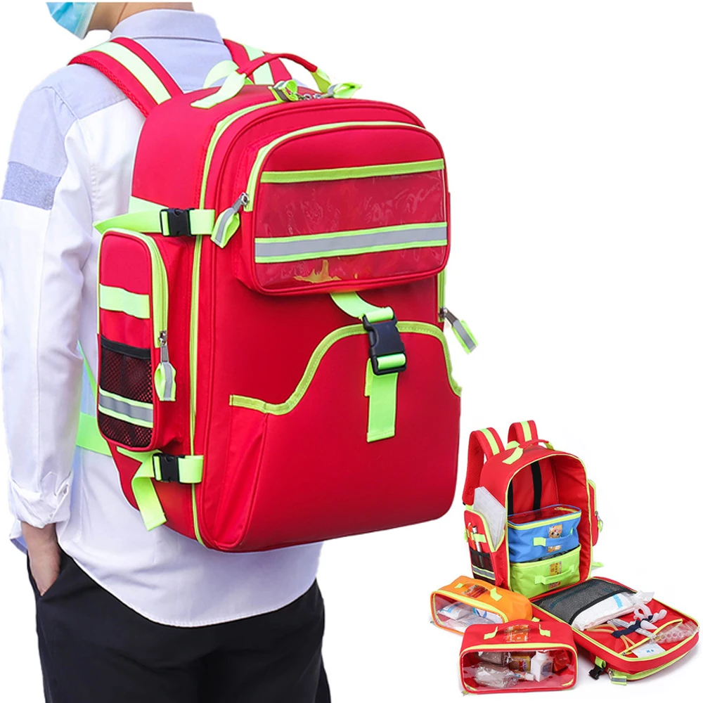 

First Aid Survival Kits Empty Emergency Backpacks First Responder Portable Medical Trauma Bag for Disaster Relief Field Trips