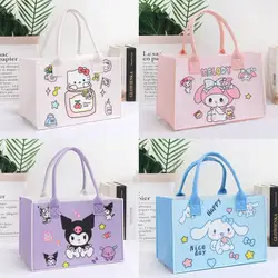 Sanrio Hello Kitty filcowa torebka urocza kreskówka Kuromi Cinnamoroll moja melodia duża pojemność wszechstronne torby do dojazdów do pracy Kawaii prezenty