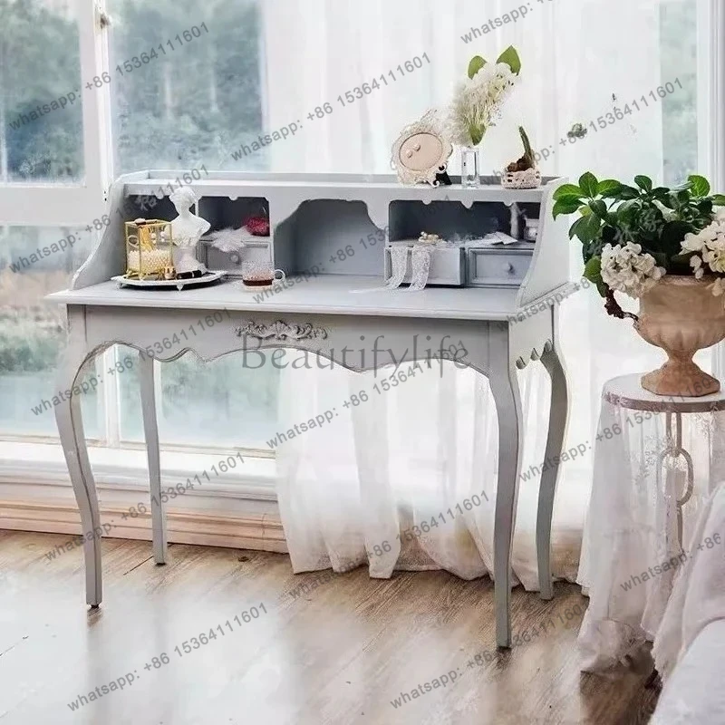 French light luxury dressing table high-end simple American solid wood modern bedroom decoration designer