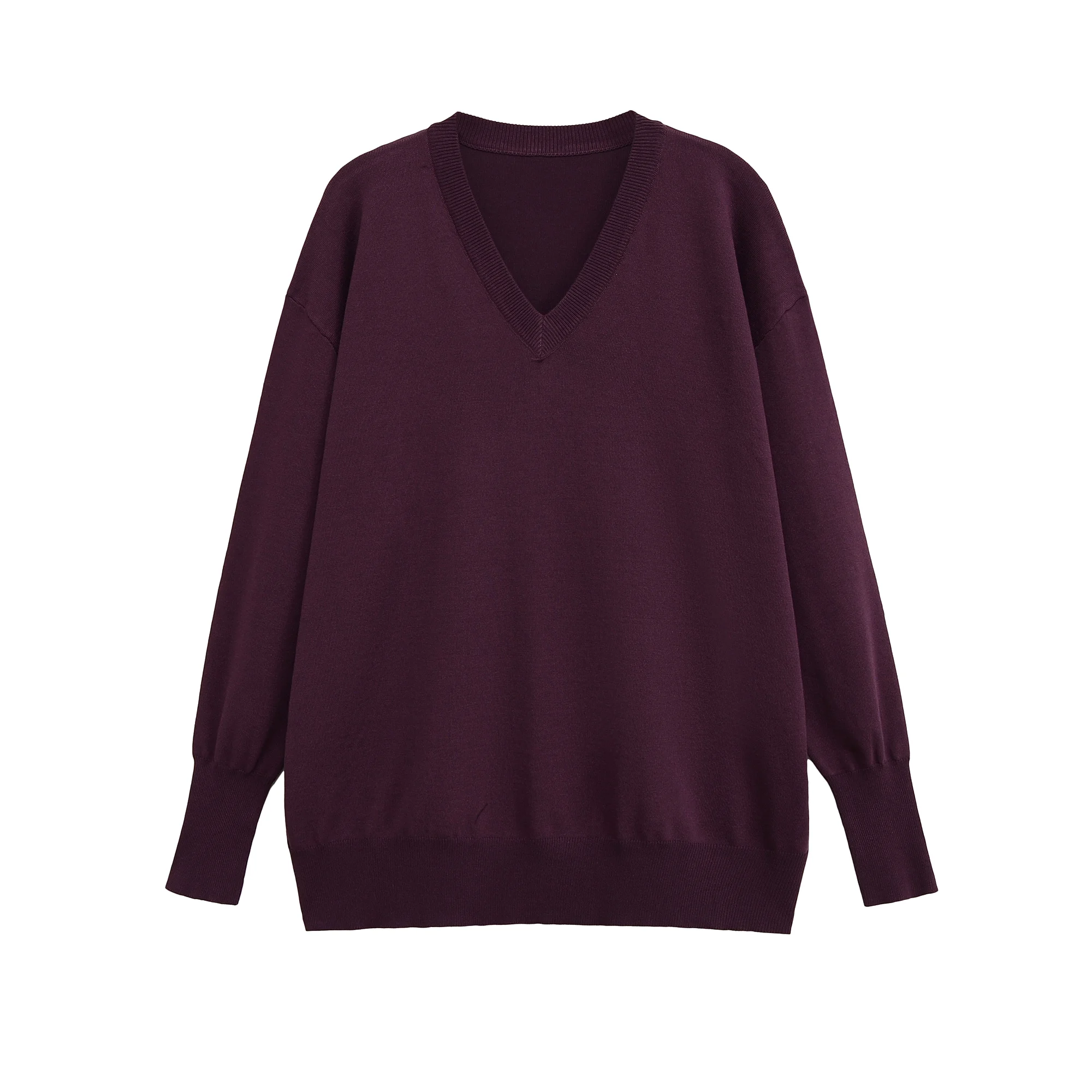 

Women's clothing autumn new products simple and versatile casual and fashionable loose V-neck long-sleeved knitted sweater