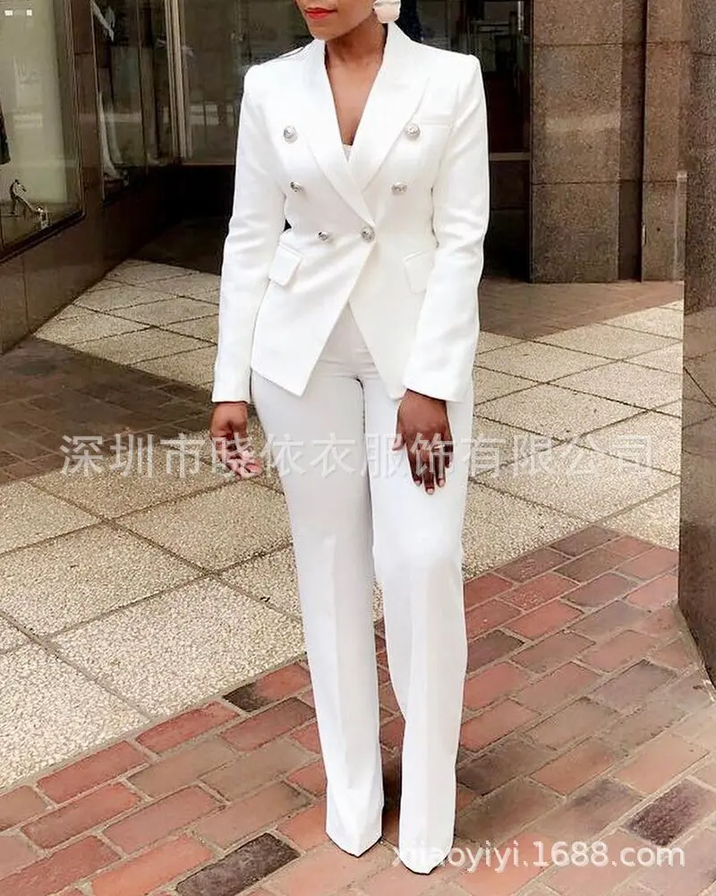 Pant Sets 2023 New High Waited Solid Color Small Suit Long Slept Pans Suit Ensemble Commanding Suit New Two Piece Woman Clothing