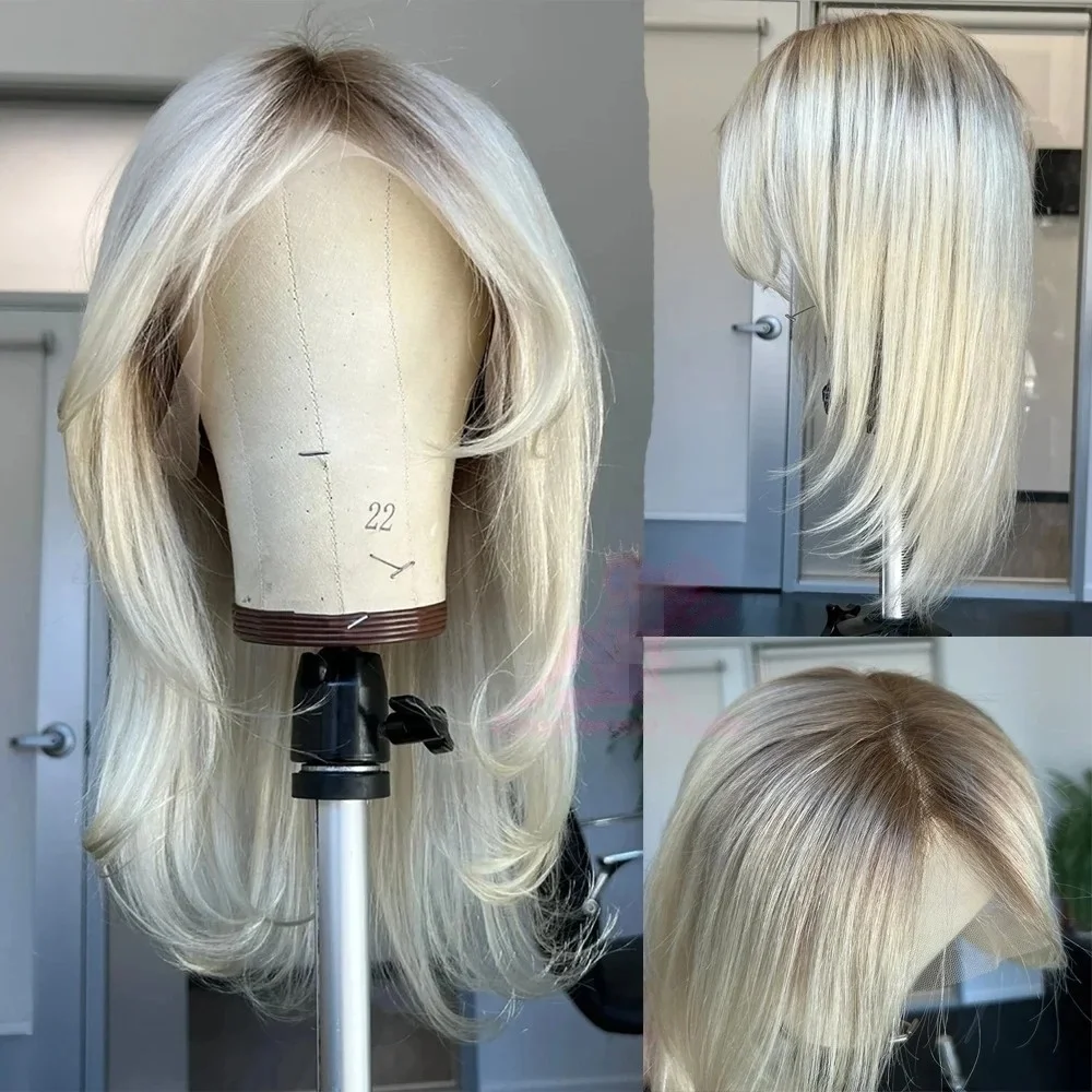 Creamy Ash Blonde Platinum Wig Layered Lace Front Wig 13x4 HD Pre Plucked Heat Resistant For Women On Clearance Sale Cosplay