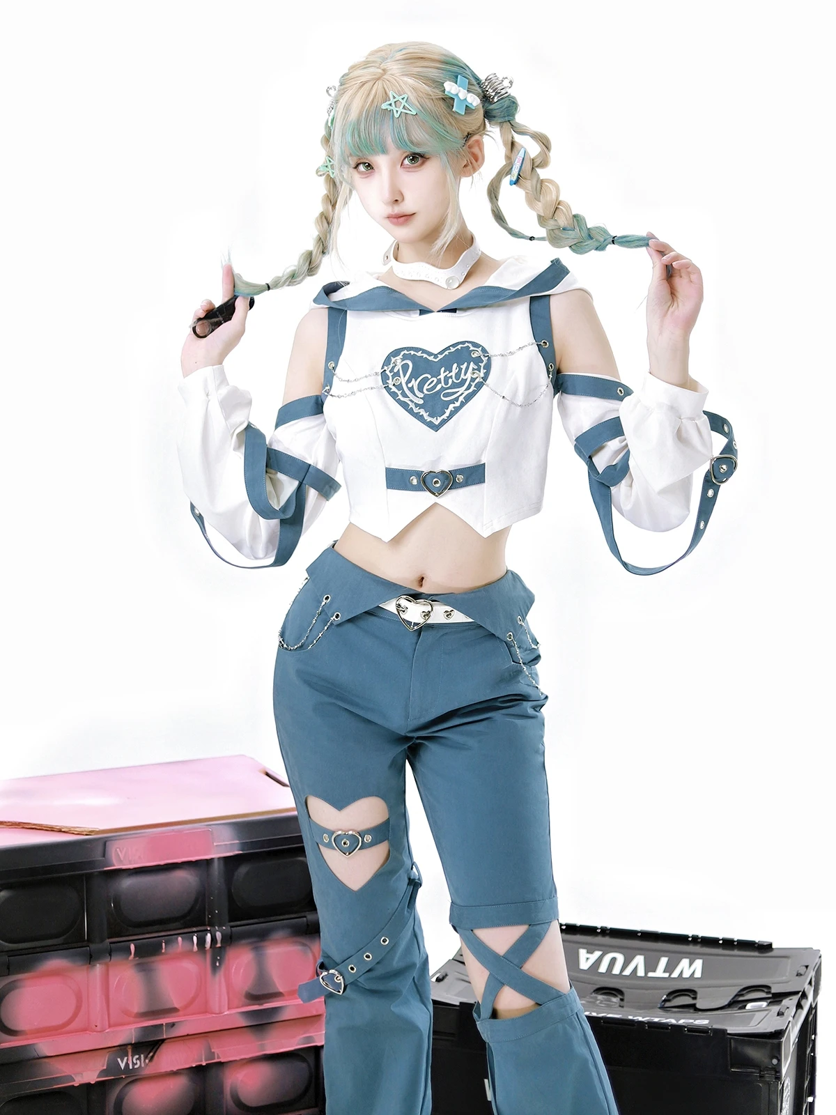 New Original Harajuku Fashion Radio Cute Girl Sweet and Spicy Girl Wind Female Lolita Temperament Slim Sweet Kawaii Pants Suit