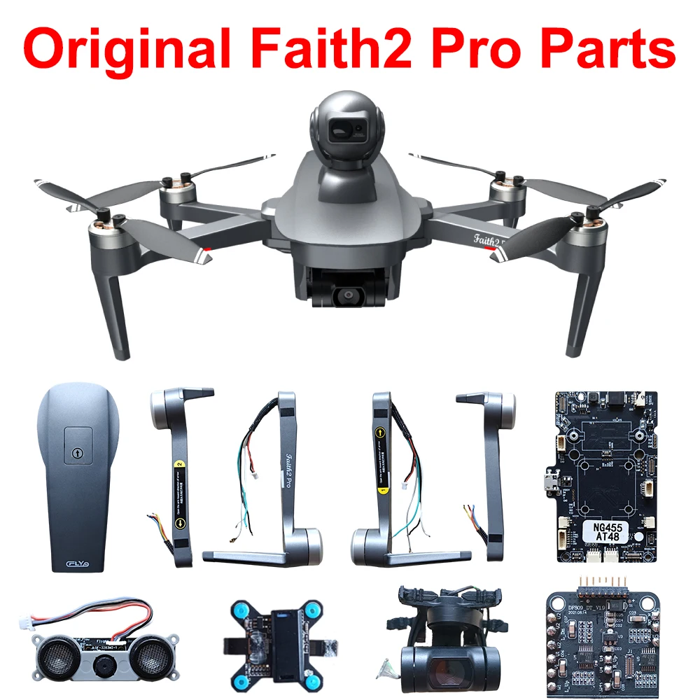 C-fly Faith2 Pro RC Drone, accesorios de repuesto, receptor de carcasa superior inferior, placa base, hélice GPS, juego de brazo de cámara de cardán de 3 ejes