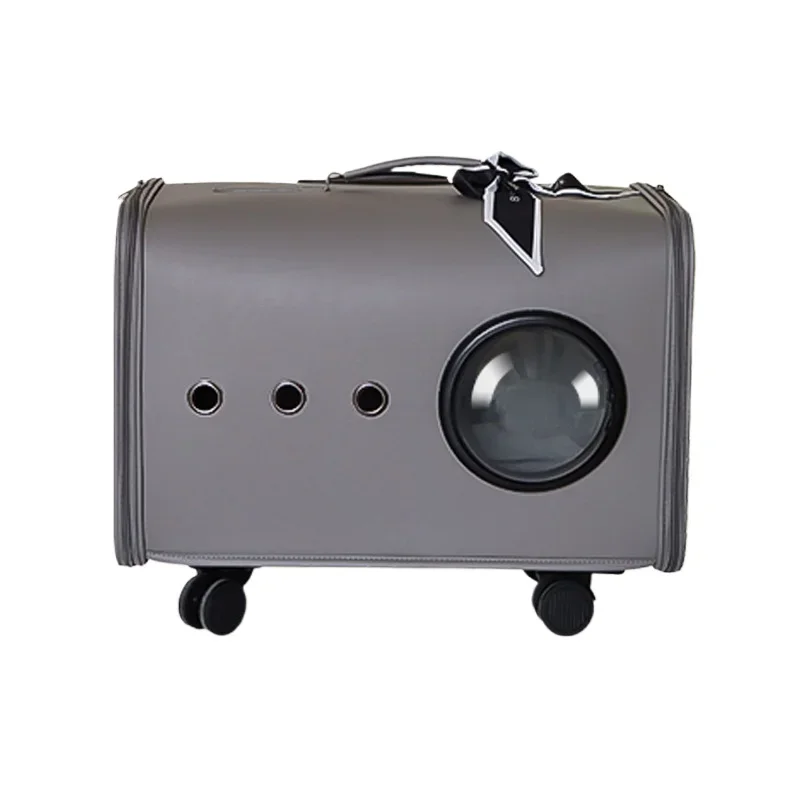 Cat bag is portable and large-capacity when going out, breathable air box, cat and dog pet bag with one shoulder and pull rod.