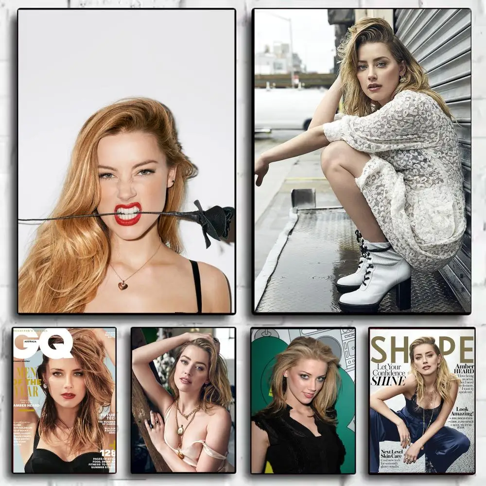 Actor A-Amber H-Heard Poster Decorative Wall Sticker Mural Photo Print for Bedroom Living Room Hallway Home Decor Gift